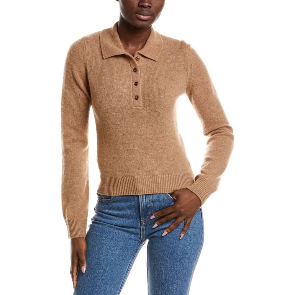 Naadam Womens  Cloud Cashmere Polo Sweater, Brown